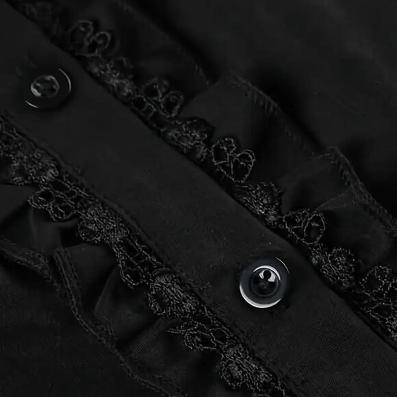 Victorian-Inspired Lace & Layered Ruffled Collar Blouse - Picture 3 of 4